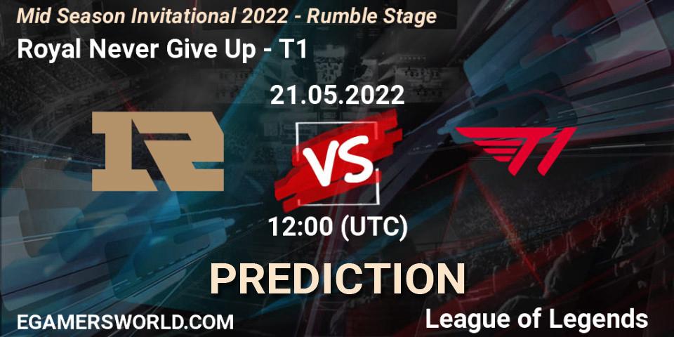 Royal Never Give Up vs T1: Match Prediction. 21.05.2022 at 12:00, LoL, Mid Season Invitational 2022 - Rumble Stage