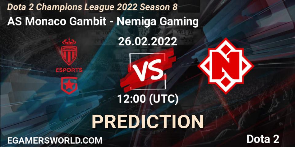 AS Monaco Gambit vs Nemiga Gaming: Match Prediction. 24.03.2022 at 12:00, Dota 2, Dota 2 Champions League 2022 Season 8