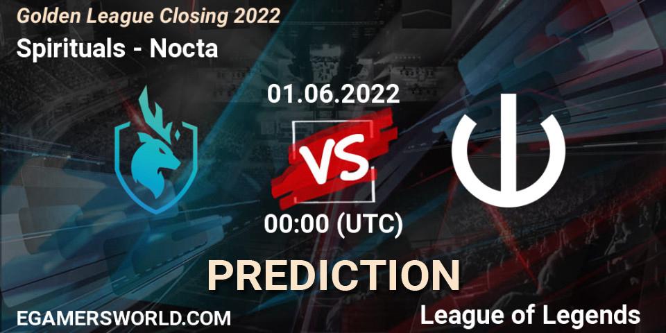 Spirituals vs Nocta: Match Prediction. 01.06.2022 at 00:00, LoL, Golden League Closing 2022