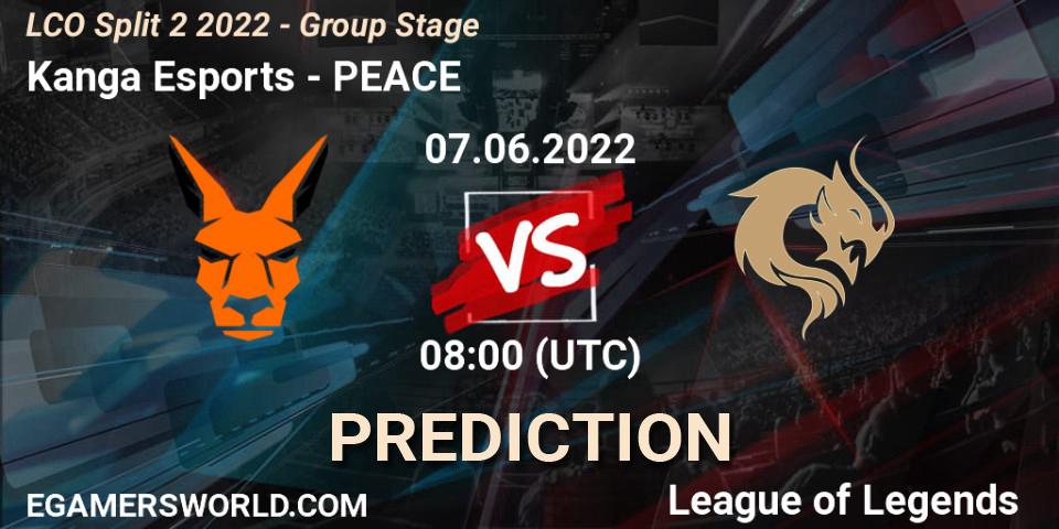 Kanga Esports vs PEACE: Match Prediction. 07.06.2022 at 08:00, LoL, LCO Split 2 2022 - Group Stage