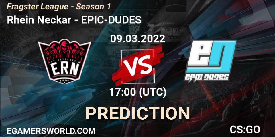 Rhein Neckar vs EPIC-DUDES: Match Prediction. 09.03.2022 at 17:00, Counter-Strike (CS2), Fragster League - Season 1
