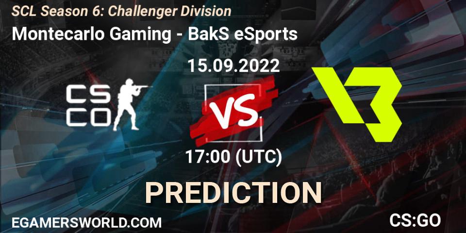 Montecarlo Gaming vs BakS eSports: Match Prediction. 15.09.2022 at 17:00, Counter-Strike (CS2), SCL Season 6: Challenger Division