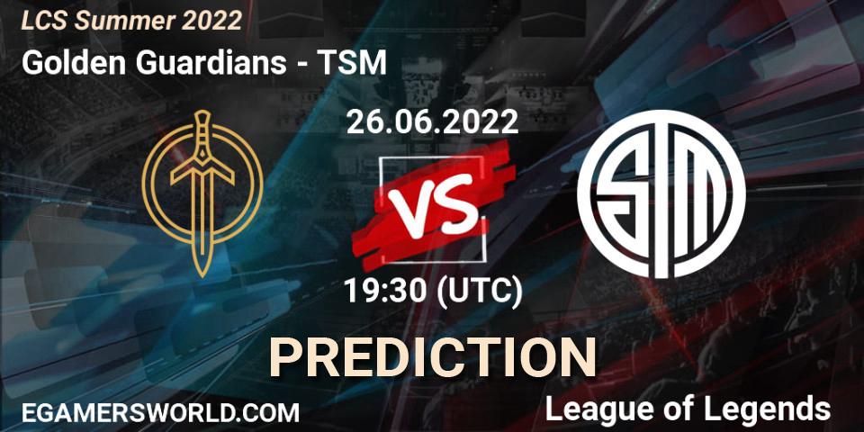 Golden Guardians vs TSM: Match Prediction. 26.06.22, LoL, LCS Summer 2022