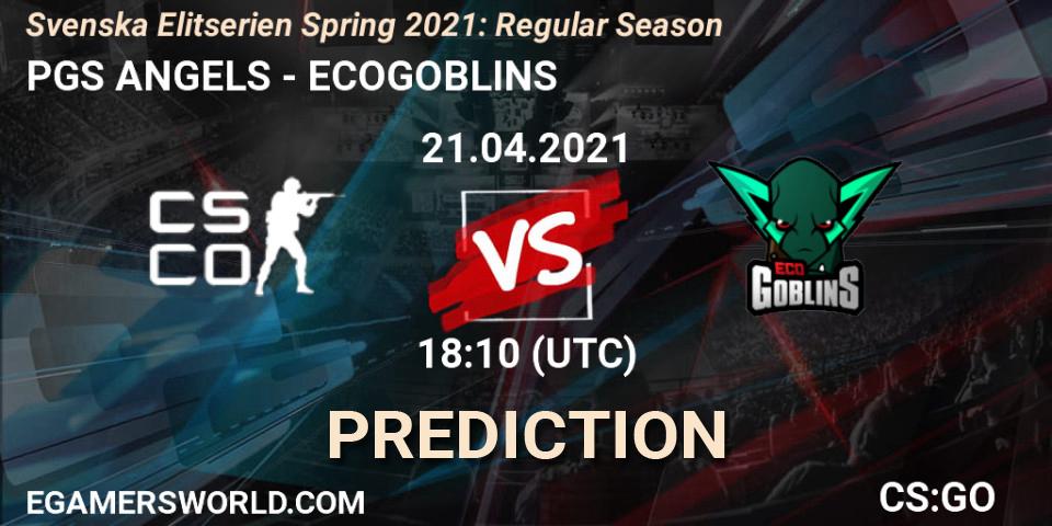 PGS ANGELS vs ECOGOBLINS: Match Prediction. 21.04.2021 at 18:10, Counter-Strike (CS2), Svenska Elitserien Spring 2021: Regular Season