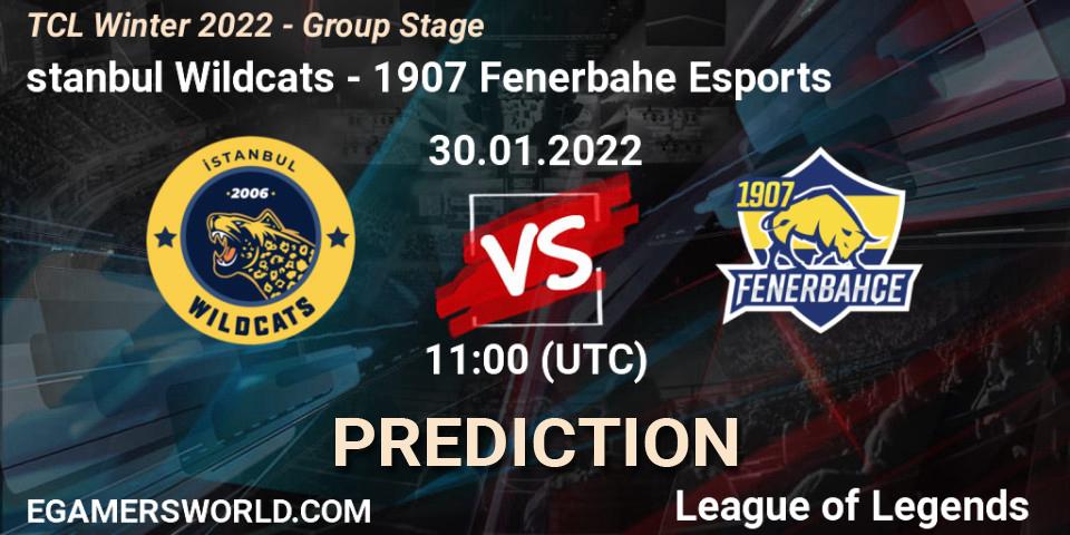 İstanbul Wildcats vs 1907 Fenerbahçe Esports: Match Prediction. 30.01.22, LoL, TCL Winter 2022 - Group Stage