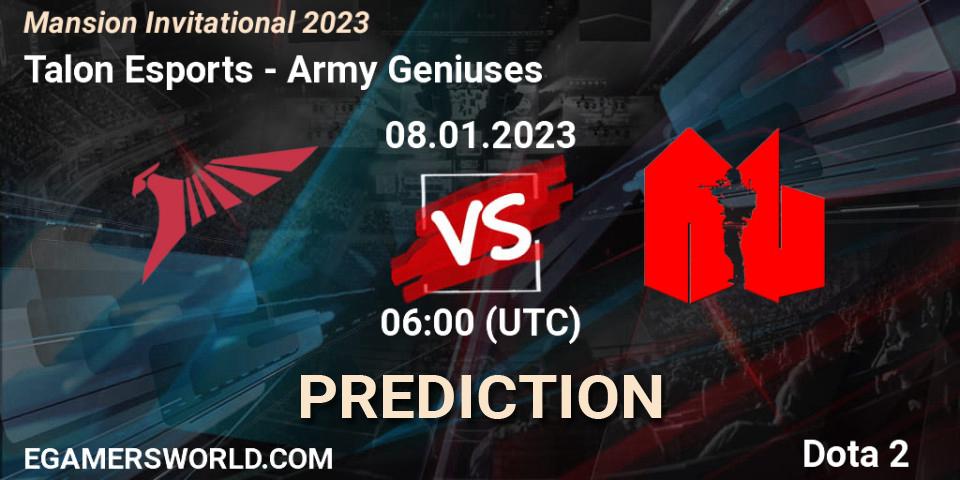 Talon Esports vs Army Geniuses: Match Prediction. 08.01.2023 at 06:30, Dota 2, Mansion Invitational 2023