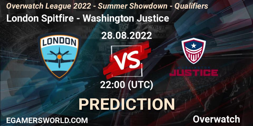 London Spitfire vs Washington Justice: Match Prediction. 28.08.22, Overwatch, Overwatch League 2022 - Summer Showdown - Qualifiers