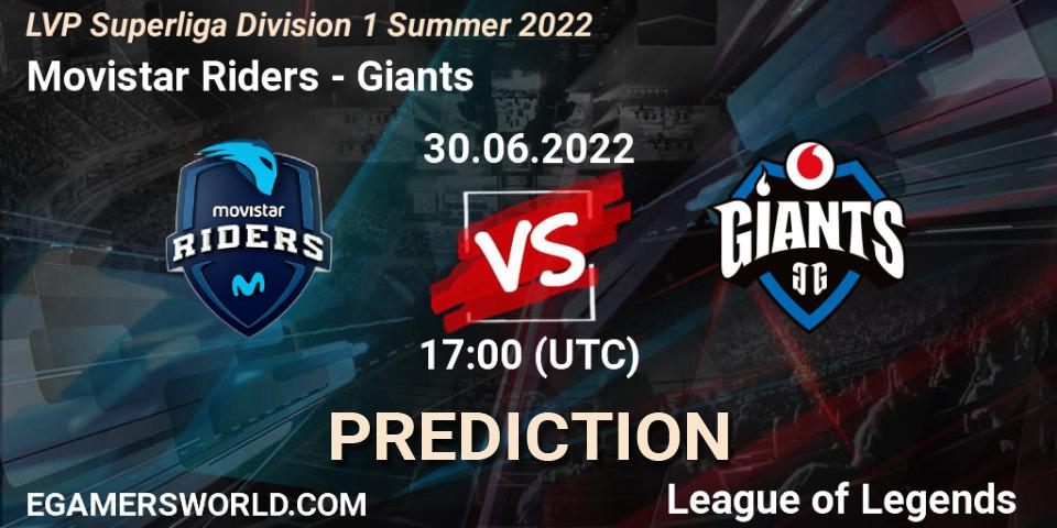 Movistar Riders vs Giants: Match Prediction. 30.06.2022 at 17:00, LoL, LVP Superliga Division 1 Summer 2022