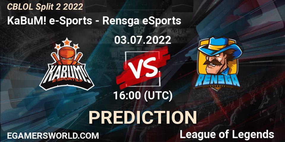 KaBuM! e-Sports vs Rensga eSports: Match Prediction. 03.07.2022 at 16:00, LoL, CBLOL Split 2 2022