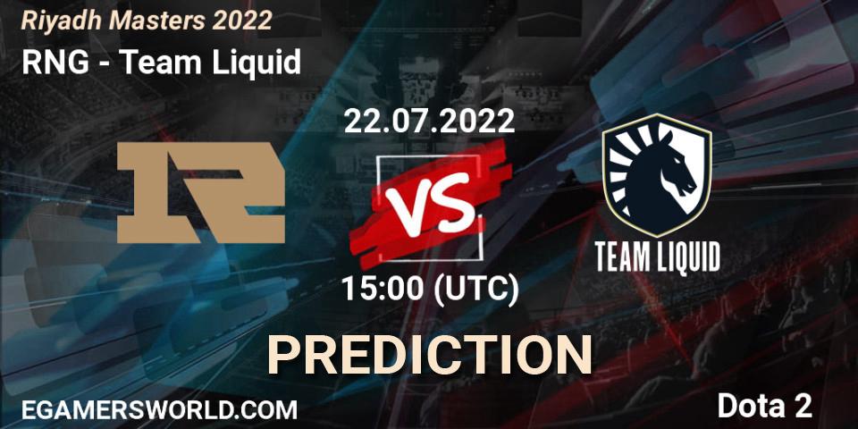 RNG vs Team Liquid: Match Prediction. 22.07.2022 at 15:00, Dota 2, Riyadh Masters 2022