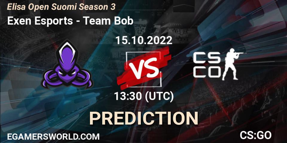 Exen Esports vs Team Bob: Match Prediction. 15.10.2022 at 13:30, Counter-Strike (CS2), Elisa Open Suomi Season 3