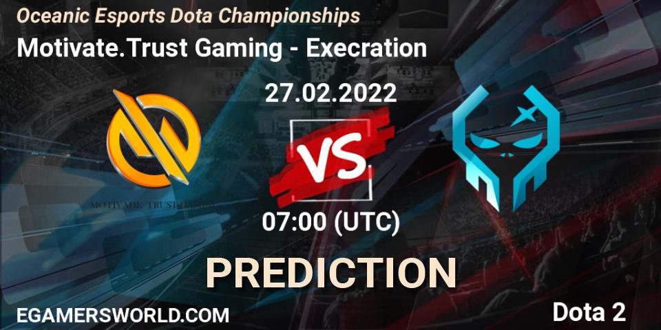Motivate.Trust Gaming vs Execration: Match Prediction. 27.02.2022 at 07:01, Dota 2, Oceanic Esports Dota Championships