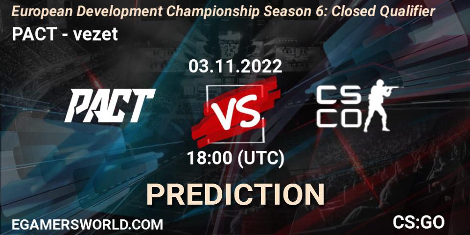 PACT vs vezet: Match Prediction. 03.11.2022 at 18:00, Counter-Strike (CS2), European Development Championship Season 6: Closed Qualifier