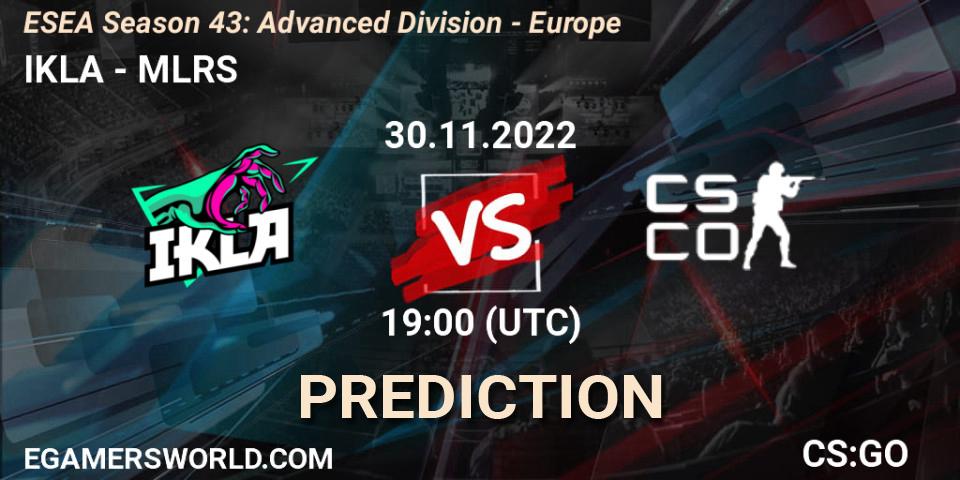 IKLA vs MLRS: Match Prediction. 30.11.22, CS2 (CS:GO), ESEA Season 43: Advanced Division - Europe