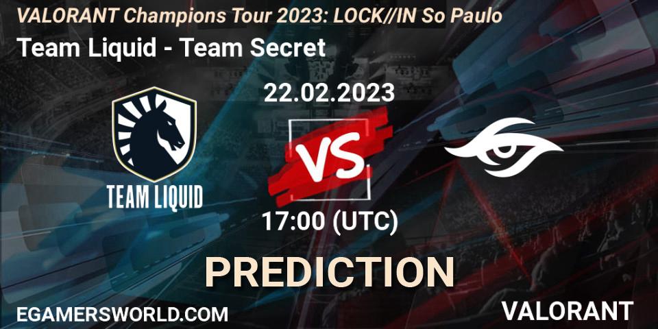 Team Liquid vs Team Secret: Match Prediction. 22.02.23, VALORANT, VALORANT Champions Tour 2023: LOCK//IN São Paulo