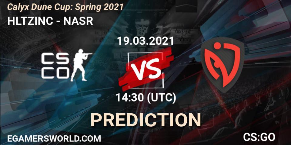 HLTZINC vs NASR: Match Prediction. 19.03.2021 at 14:50, Counter-Strike (CS2), Calyx Dune Cup: Spring 2021