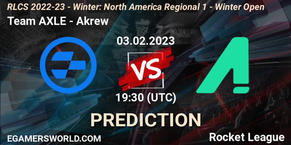 Team AXLE vs Akrew: Match Prediction. 03.02.2023 at 19:30, Rocket League, RLCS 2022-23 - Winter: North America Regional 1 - Winter Open