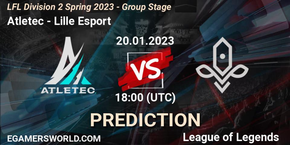 Atletec vs Lille Esport: Match Prediction. 20.01.23, LoL, LFL Division 2 Spring 2023 - Group Stage