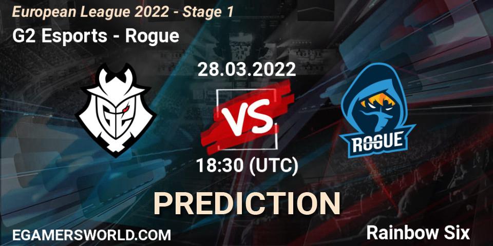 G2 Esports vs Rogue: Match Prediction. 28.03.2022 at 18:30, Rainbow Six, European League 2022 - Stage 1