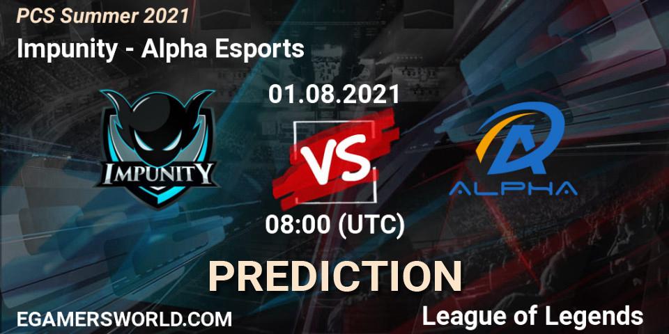 Impunity vs Alpha Esports: Match Prediction. 01.08.2021 at 08:00, LoL, PCS Summer 2021