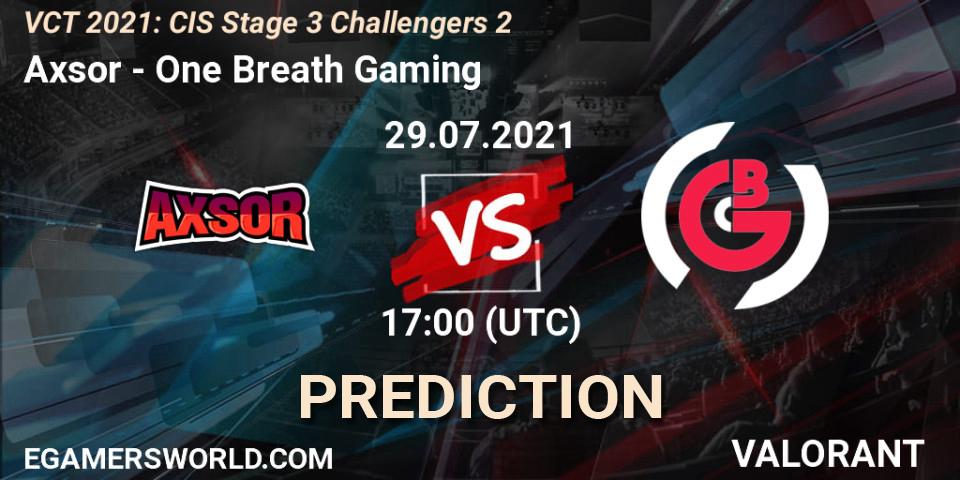 Axsor vs One Breath Gaming: Match Prediction. 29.07.2021 at 18:00, VALORANT, VCT 2021: CIS Stage 3 Challengers 2