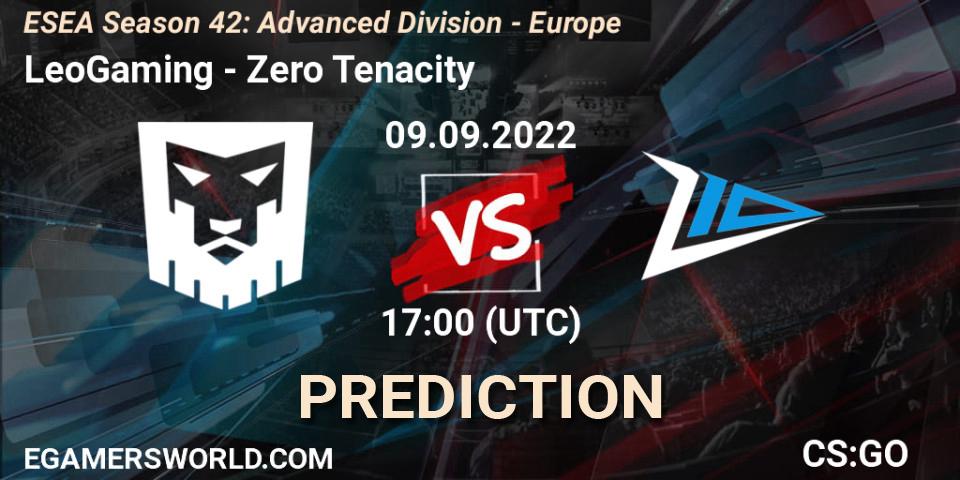 LeoGaming vs Zero Tenacity: Match Prediction. 09.09.2022 at 17:00, Counter-Strike (CS2), ESEA Season 42: Advanced Division - Europe