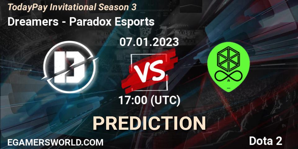 Dreamers vs Paradox Esports: Match Prediction. 07.01.2023 at 17:08, Dota 2, TodayPay Invitational Season 3