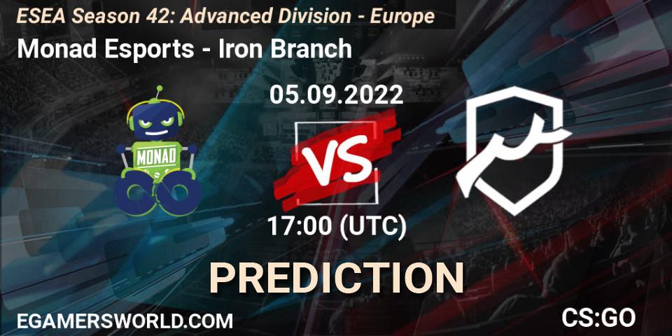 Monad Esports vs Iron Branch: Match Prediction. 05.09.2022 at 17:00, Counter-Strike (CS2), ESEA Season 42: Advanced Division - Europe