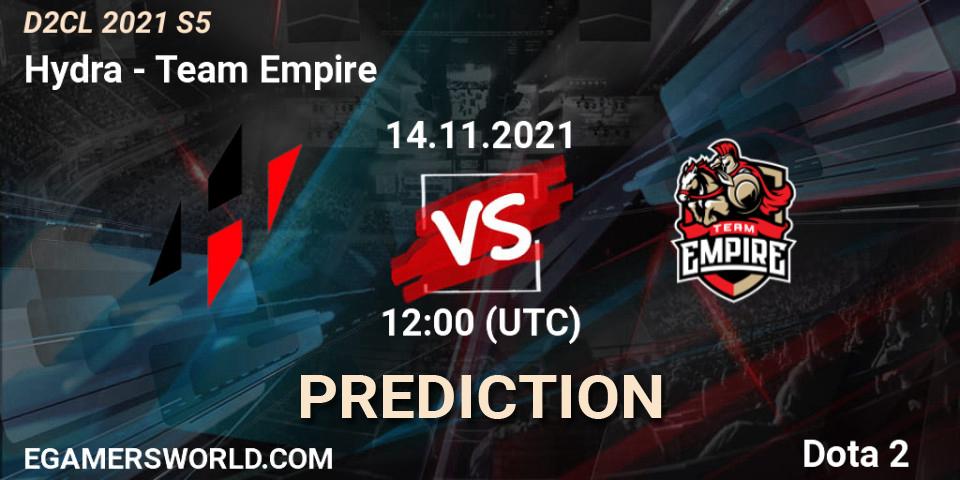 Hydra vs Team Empire: Match Prediction. 14.11.2021 at 12:04, Dota 2, Dota 2 Champions League 2021 Season 5