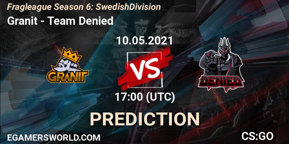 Granit vs Team Denied: Match Prediction. 10.05.2021 at 17:00, Counter-Strike (CS2), Fragleague Season 6: Swedish Division