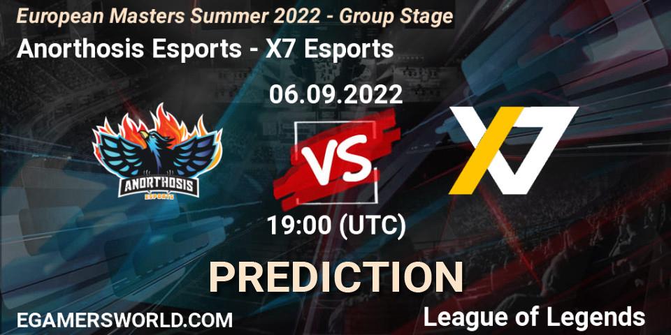 Anorthosis Esports vs X7 Esports: Match Prediction. 06.09.2022 at 19:00, LoL, European Masters Summer 2022 - Group Stage