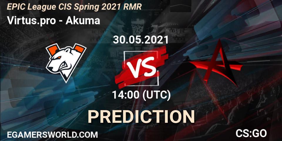 Virtus.pro vs Akuma: Match Prediction. 30.05.2021 at 14:00, Counter-Strike (CS2), EPIC League CIS Spring 2021 RMR