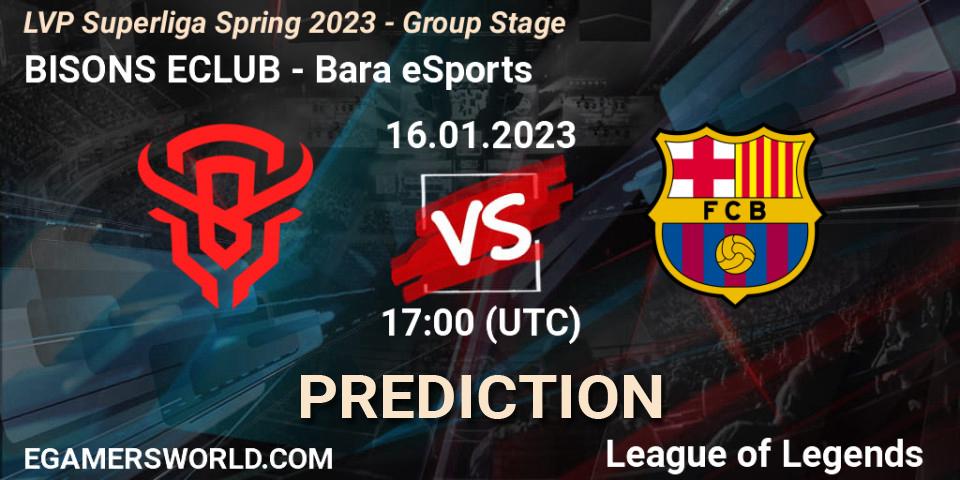 BISONS ECLUB vs Barça eSports: Match Prediction. 16.01.23, LoL, LVP Superliga Spring 2023 - Group Stage