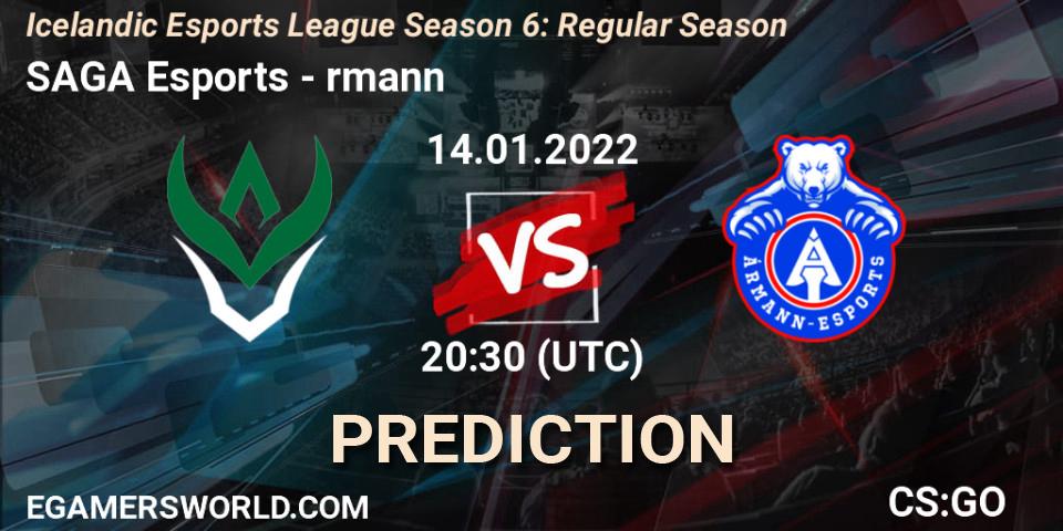 SAGA Esports vs Ármann: Match Prediction. 14.01.2022 at 20:30, Counter-Strike (CS2), Icelandic Esports League Season 6: Regular Season