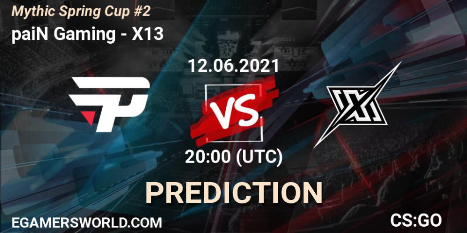 paiN Gaming vs X13: Match Prediction. 12.06.2021 at 20:00, Counter-Strike (CS2), Mythic Spring Cup #2
