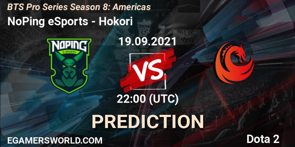 NoPing eSports vs Hokori: Match Prediction. 19.09.2021 at 21:40, Dota 2, BTS Pro Series Season 8: Americas