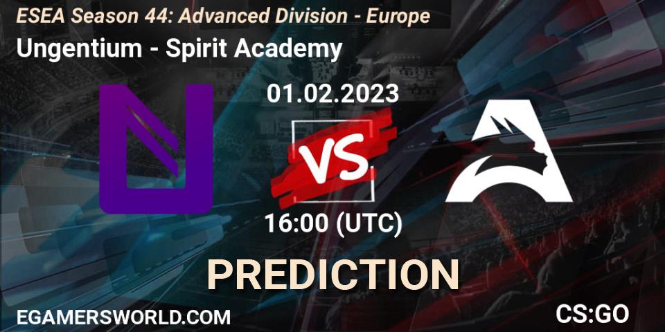 Ungentium vs Spirit Academy: Match Prediction. 01.02.23, CS2 (CS:GO), ESEA Season 44: Advanced Division - Europe