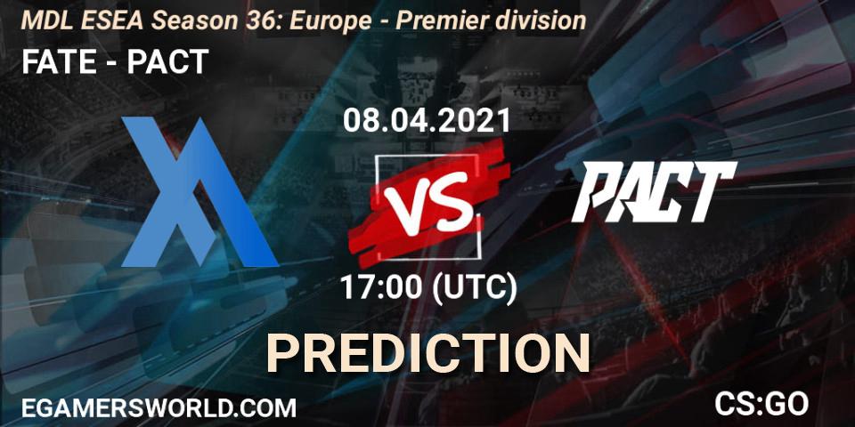 FATE vs PACT: Match Prediction. 15.04.2021 at 19:00, Counter-Strike (CS2), MDL ESEA Season 36: Europe - Premier division