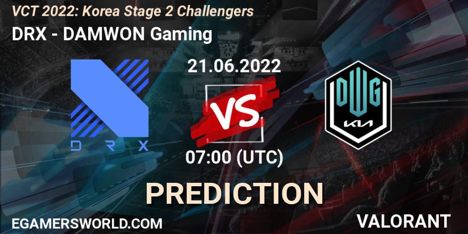 DRX vs DAMWON Gaming: Match Prediction. 21.06.2022 at 07:00, VALORANT, VCT 2022: Korea Stage 2 Challengers