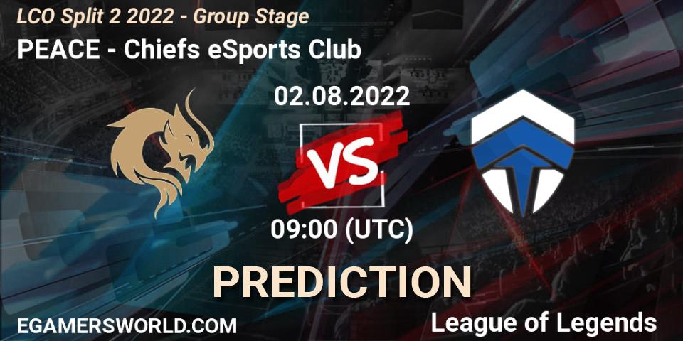 PEACE vs Chiefs eSports Club: Match Prediction. 02.08.2022 at 09:00, LoL, LCO Split 2 2022 - Group Stage