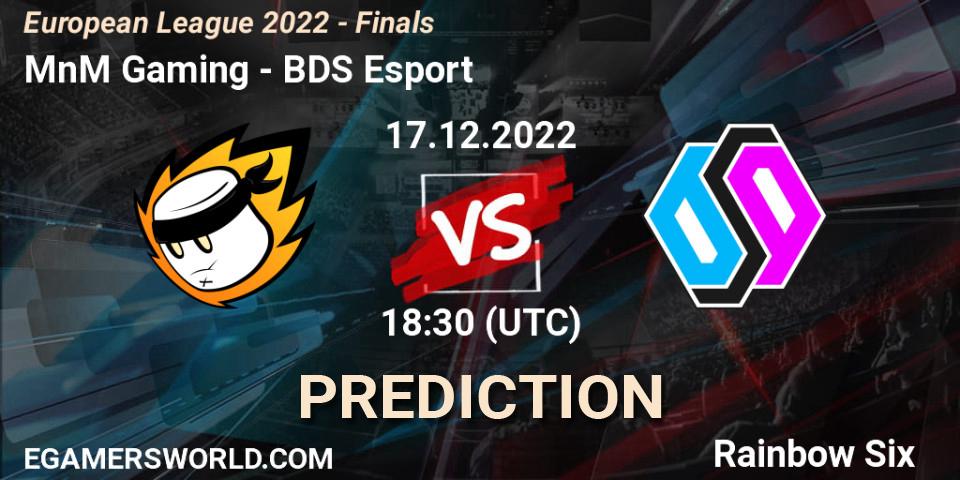 MnM Gaming vs BDS Esport: Match Prediction. 17.12.2022 at 18:30, Rainbow Six, European League 2022 - Finals