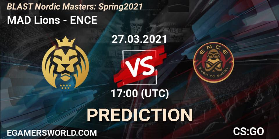 MAD Lions vs ENCE: Match Prediction. 27.03.2021 at 17:05, Counter-Strike (CS2), BLAST Nordic Masters: Spring 2021