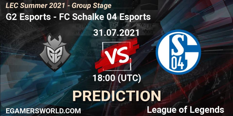 G2 Esports vs FC Schalke 04 Esports: Match Prediction. 31.07.21, LoL, LEC Summer 2021 - Group Stage