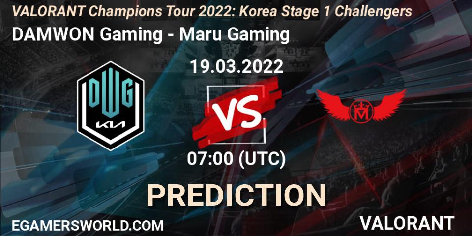 DAMWON Gaming vs Maru Gaming: Match Prediction. 19.03.2022 at 07:00, VALORANT, VCT 2022: Korea Stage 1 Challengers