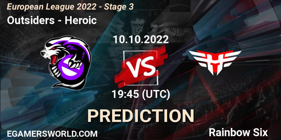 Outsiders vs Heroic: Match Prediction. 10.10.22, Rainbow Six, European League 2022 - Stage 3
