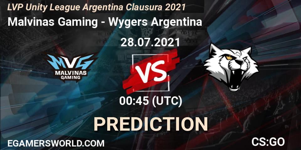 Malvinas Gaming vs Wygers Argentina: Match Prediction. 28.07.2021 at 00:45, Counter-Strike (CS2), LVP Unity League Argentina Clausura 2021