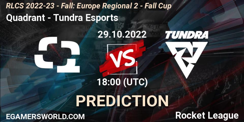 Quadrant vs Tundra Esports: Match Prediction. 29.10.2022 at 18:00, Rocket League, RLCS 2022-23 - Fall: Europe Regional 2 - Fall Cup