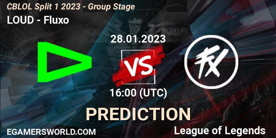 LOUD vs Fluxo: Match Prediction. 28.01.23, LoL, CBLOL Split 1 2023 - Group Stage