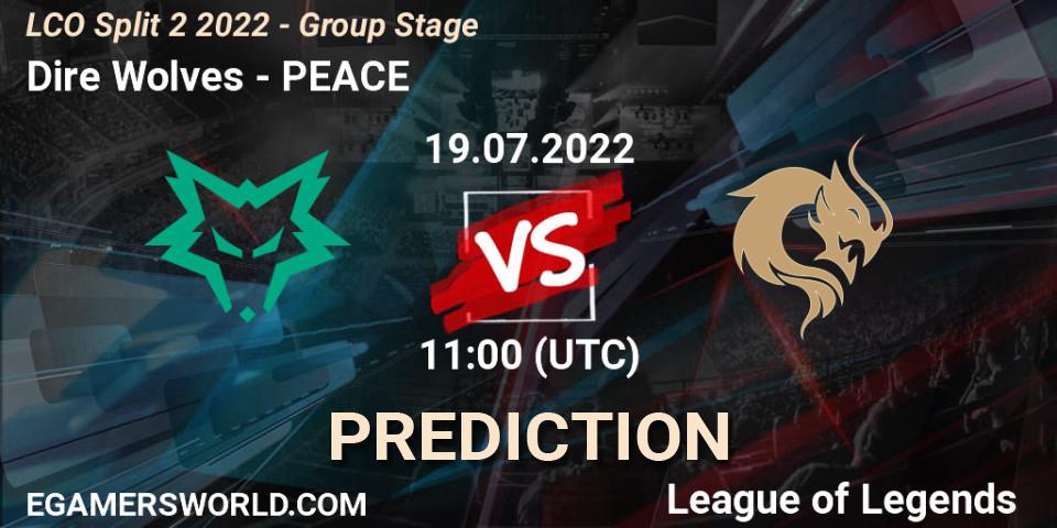 Dire Wolves vs PEACE: Match Prediction. 19.07.2022 at 11:00, LoL, LCO Split 2 2022 - Group Stage