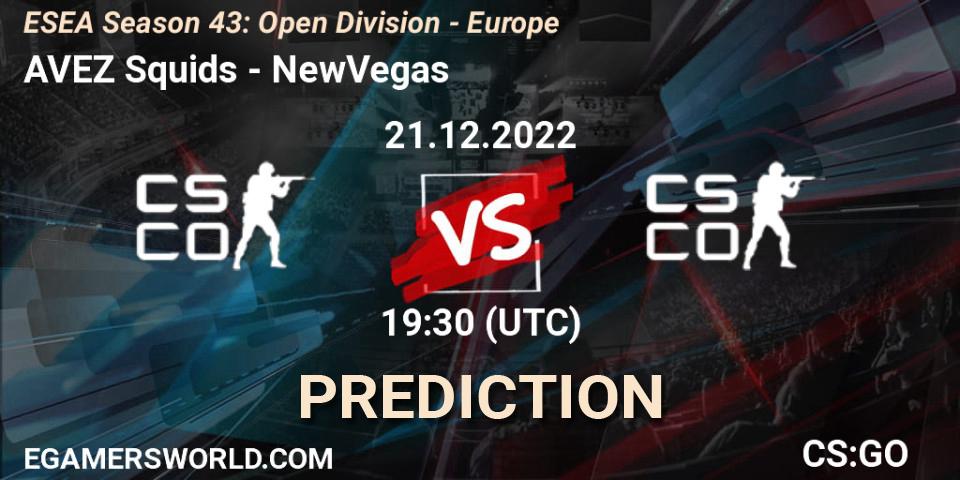 AVEZ Squids vs NewVegas: Match Prediction. 21.12.2022 at 18:00, Counter-Strike (CS2), ESEA Season 43: Open Division - Europe